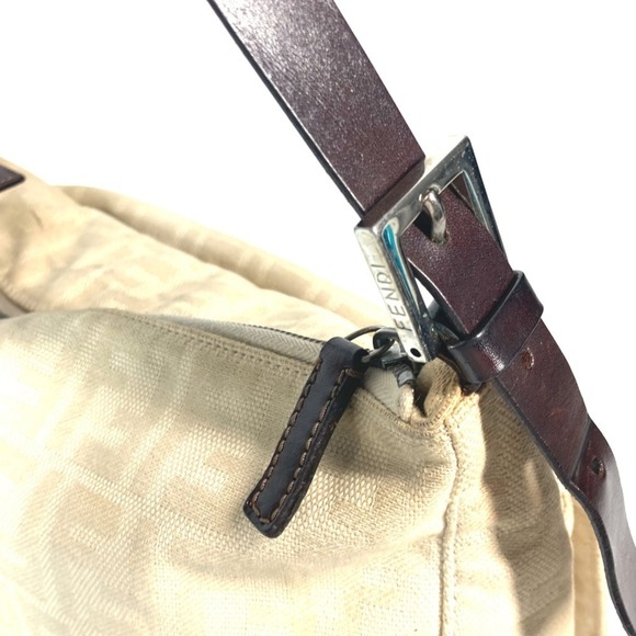 FENDI Cream Leather Zucca Shoulder Bag - Picture 10 of 16